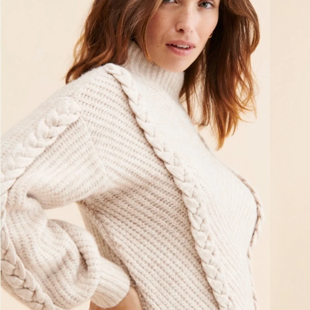 Saylor Cream Cable Knit Angelina Sweater Dress - Picture 5 of 15